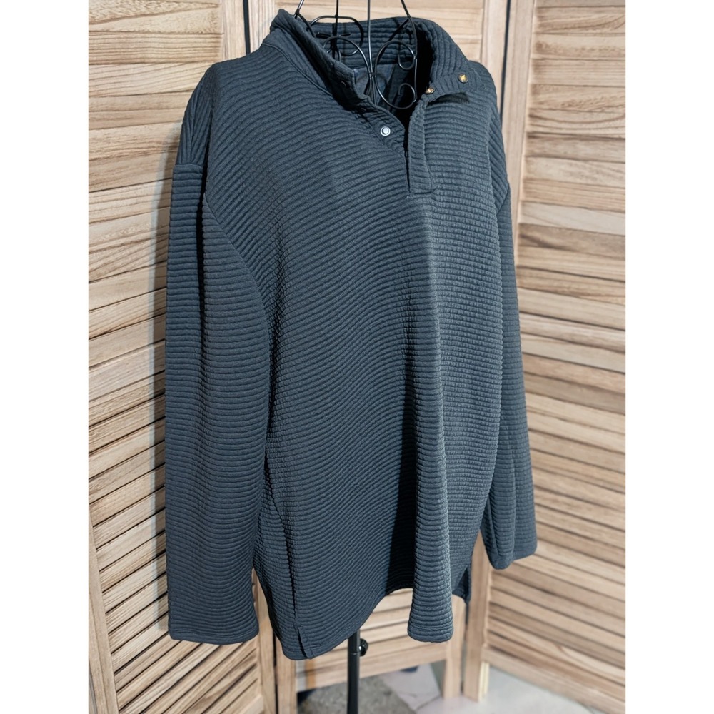 NWT Magaschioni XL Mens Dark Gray Quilted Button Pullover Shirt Orig $68